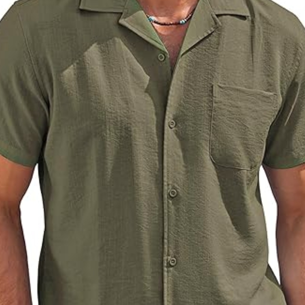 Men's Olive Green Short Sleeve Shirt